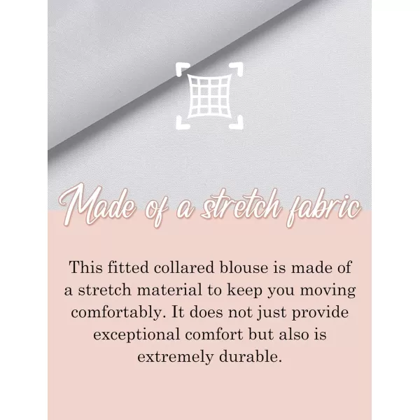 HOTOUCH Womens Stretch Basic Button Down Shirt Long Sleeve Slim Fit Dress Shirts Solid Work Office Blouses TopLight Grey Stretch Fabric  a Size Up for Relaxed Fit