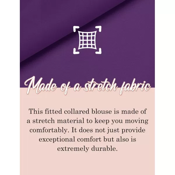 HOTOUCH Womens Stretch Basic Button Down Shirt Long Sleeve Slim Fit Dress Shirts Solid Work Office Blouses TopPurple Stretch Fabric  a Size Up for Relaxed Fit