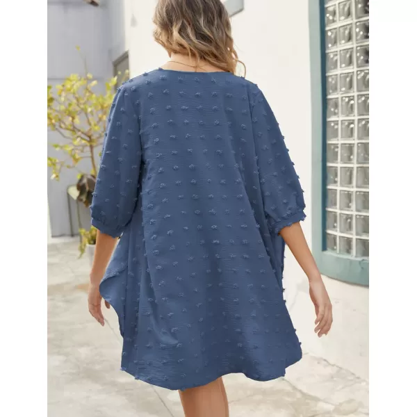 imageHOTOUCH Womens Cardigan Summer Chiffon Swimsuit Coverup Kimono Open Front 34 Sleeve Lightweight Beach Cover Up TopsBlue