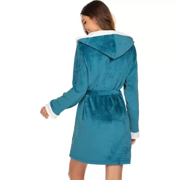 imageHOTOUCH Womens Hooded Bathrobe Fleece Robe Super Soft Plush Robe Velour BathrobeGreen