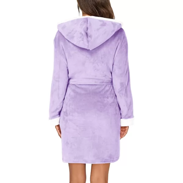 imageHOTOUCH Womens Hooded Bathrobe Fleece Robe Super Soft Plush Robe Velour BathrobeLavender