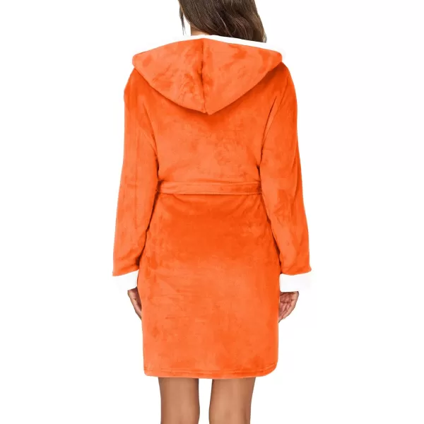 imageHOTOUCH Womens Hooded Bathrobe Fleece Robe Super Soft Plush Robe Velour BathrobeOrange