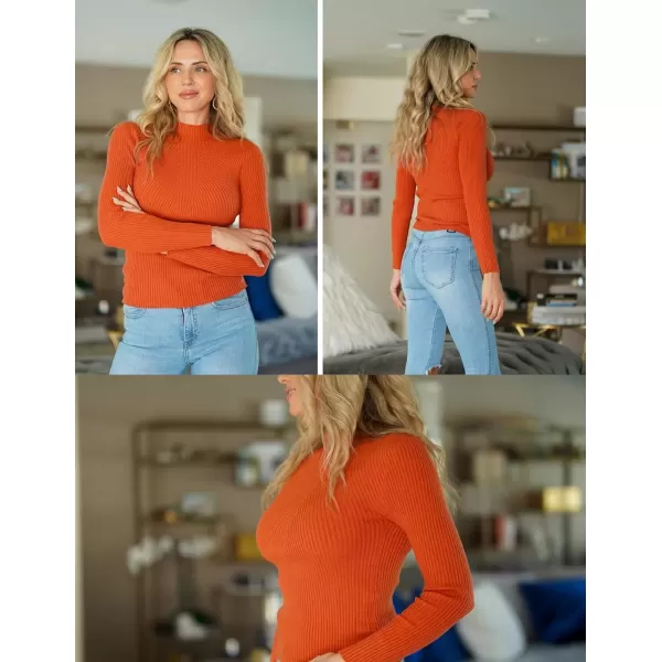 imageHOTOUCH Women Mock Neck Sweater Ribbed Knit Fitted Top Basic Casual Long Sleeve Shirt Fall Fashion Clothing 2024 TrendyCaramel