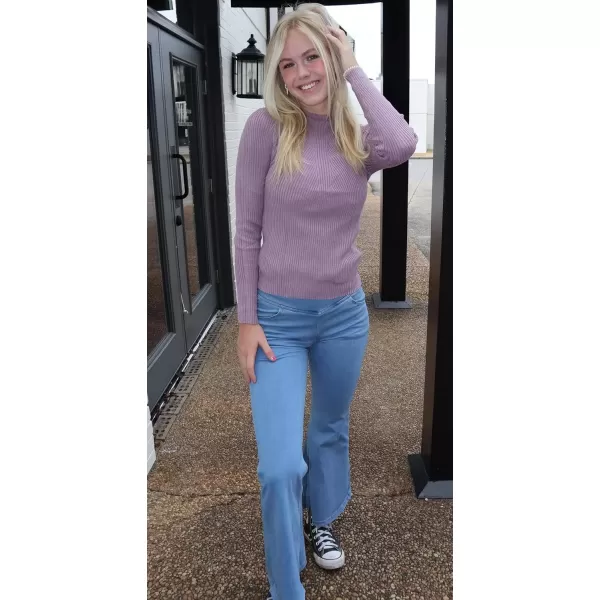 imageHOTOUCH Women Mock Neck Sweater Ribbed Knit Fitted Top Basic Casual Long Sleeve Shirt Fall Fashion Clothing 2024 TrendyPurple