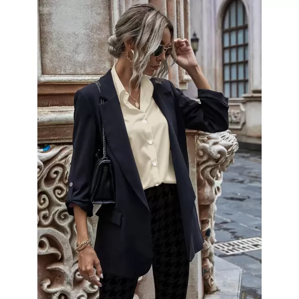 imageHOTOUCH Women Oversized Button Down Shirts Office Drop Shoulder Blouse Long Sleeve Boyfriend Dress Shirt with PocketsBeige