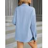 imageHOTOUCH Womens Button Down Shirts Casual Long Sleeve Dress Shirt Textured Collared Work Blouse Top with PocketLight Blue