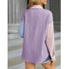 imageHOTOUCH Womens Button Down Shirts Casual Long Sleeve Dress Shirt Textured Collared Work Blouse Top with PocketPink purple blue