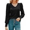 imageHOTOUCH Womens Knit Shirt Soft Puff Long Sleeve Blouse Tops Lightweight V Neck Tunic XSXXLBlack