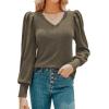 imageHOTOUCH Womens Knit Shirt Soft Puff Long Sleeve Blouse Tops Lightweight V Neck Tunic XSXXLBrown