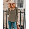 imageHOTOUCH Womens Knit Shirt Soft Puff Long Sleeve Blouse Tops Lightweight V Neck Tunic XSXXLBrown