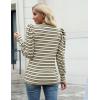 imageHOTOUCH Womens Knit Shirt Soft Puff Long Sleeve Blouse Tops Lightweight V Neck Tunic XSXXLBrown Stripes