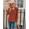 imageHOTOUCH Womens Knit Shirt Soft Puff Long Sleeve Blouse Tops Lightweight V Neck Tunic XSXXLCaramel