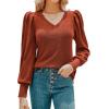 imageHOTOUCH Womens Knit Shirt Soft Puff Long Sleeve Blouse Tops Lightweight V Neck Tunic XSXXLCaramel