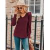 imageHOTOUCH Womens Knit Shirt Soft Puff Long Sleeve Blouse Tops Lightweight V Neck Tunic XSXXLDark Red