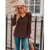 imageHOTOUCH Womens Knit Shirt Soft Puff Long Sleeve Blouse Tops Lightweight V Neck Tunic XSXXLDeep Coffee