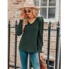 imageHOTOUCH Womens Knit Shirt Soft Puff Long Sleeve Blouse Tops Lightweight V Neck Tunic XSXXLGreen