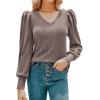 imageHOTOUCH Womens Knit Shirt Soft Puff Long Sleeve Blouse Tops Lightweight V Neck Tunic XSXXLLotus