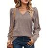 imageHOTOUCH Womens Knit Shirt Soft Puff Long Sleeve Blouse Tops Lightweight V Neck Tunic XSXXLLotus