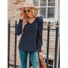 imageHOTOUCH Womens Knit Shirt Soft Puff Long Sleeve Blouse Tops Lightweight V Neck Tunic XSXXLNavy Blue