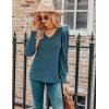 imageHOTOUCH Womens Knit Shirt Soft Puff Long Sleeve Blouse Tops Lightweight V Neck Tunic XSXXLPeacock Blue