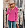 imageHOTOUCH Womens Knit Shirt Soft Puff Long Sleeve Blouse Tops Lightweight V Neck Tunic XSXXLRose Red