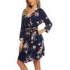 imageHOTOUCH Womens Robe Lightweight Robes Short Knit Bathrobe Soft Ladies Sleepwear with Pockets01 Navy Floral