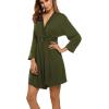 imageHOTOUCH Womens Robe Lightweight Robes Short Knit Bathrobe Soft Ladies Sleepwear with PocketsArmy Green