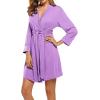 imageHOTOUCH Womens Robe Lightweight Robes Short Knit Bathrobe Soft Ladies Sleepwear with PocketsLavender