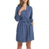 imageHOTOUCH Womens Robe Lightweight Robes Short Knit Bathrobe Soft Ladies Sleepwear with PocketsNavy Blue