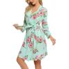 imageHOTOUCH Womens Robe Lightweight Robes Short Knit Bathrobe Soft Ladies Sleepwear with PocketsPmint Floral