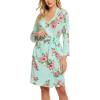 imageHOTOUCH Womens Robe Lightweight Robes Short Knit Bathrobe Soft Ladies Sleepwear with PocketsPmint Floral