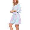 imageHOTOUCH Womens Robe Lightweight Robes Short Knit Bathrobe Soft Ladies Sleepwear with PocketsPpurple Tie Dye