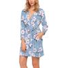 imageHOTOUCH Womens Robe Lightweight Robes Short Knit Bathrobe Soft Ladies Sleepwear with PocketsPrint Light Blue Flower