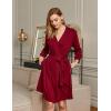 imageHOTOUCH Womens Robe Lightweight Robes Short Knit Bathrobe Soft Ladies Sleepwear with PocketsRed