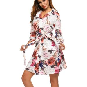imageHOTOUCH Womens Robe Lightweight Robes Short Knit Bathrobe Soft Ladies Sleepwear with PocketsPblack Rose