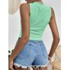 imageHOTOUCH Tank Top for Women Sleeveless Summer Mock Neck Ruched Eyelet Slim Fit Crop TopLight Green