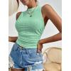 imageHOTOUCH Tank Top for Women Sleeveless Summer Mock Neck Ruched Eyelet Slim Fit Crop TopLight Green