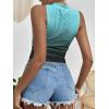 imageHOTOUCH Tank Top for Women Sleeveless Summer Mock Neck Ruched Eyelet Slim Fit Crop TopOmbreblue