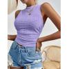 imageHOTOUCH Tank Top for Women Sleeveless Summer Mock Neck Ruched Eyelet Slim Fit Crop TopPurple