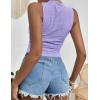 imageHOTOUCH Tank Top for Women Sleeveless Summer Mock Neck Ruched Eyelet Slim Fit Crop TopPurple