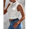 imageHOTOUCH Tank Top for Women Sleeveless Summer Mock Neck Ruched Eyelet Slim Fit Crop TopWhite