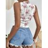 imageHOTOUCH Tank Top for Women Sleeveless Summer Mock Neck Ruched Eyelet Slim Fit Crop TopWhitepattern Floral