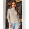 imageHOTOUCH Women Mock Neck Sweater Ribbed Knit Fitted Top Basic Casual Long Sleeve Shirt Winter Fashion Clothing 2024 TrendyAlmond