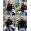 imageHOTOUCH Women Mock Neck Sweater Ribbed Knit Fitted Top Basic Casual Long Sleeve Shirt Winter Fashion Clothing 2024 TrendyBlack