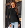 imageHOTOUCH Women Mock Neck Sweater Ribbed Knit Fitted Top Basic Casual Long Sleeve Shirt Winter Fashion Clothing 2024 TrendyBlack