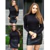 imageHOTOUCH Women Mock Neck Sweater Ribbed Knit Fitted Top Basic Casual Long Sleeve Shirt Winter Fashion Clothing 2024 TrendyBlack