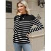 imageHOTOUCH Women Mock Neck Sweater Ribbed Knit Fitted Top Basic Casual Long Sleeve Shirt Winter Fashion Clothing 2024 TrendyBlack White Striped