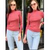 imageHOTOUCH Women Mock Neck Sweater Ribbed Knit Fitted Top Basic Casual Long Sleeve Shirt Winter Fashion Clothing 2024 TrendyBrickred