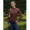 imageHOTOUCH Women Mock Neck Sweater Ribbed Knit Fitted Top Basic Casual Long Sleeve Shirt Winter Fashion Clothing 2024 TrendyBrown