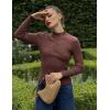 imageHOTOUCH Women Mock Neck Sweater Ribbed Knit Fitted Top Basic Casual Long Sleeve Shirt Winter Fashion Clothing 2024 TrendyBrown